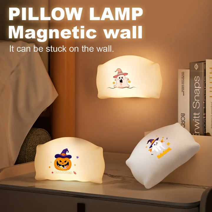 Halloween Night Light - Cute Spirit & Pumpkin LED Lamp with 3 Brightness Levels and Timer for Kids' Rooms 3