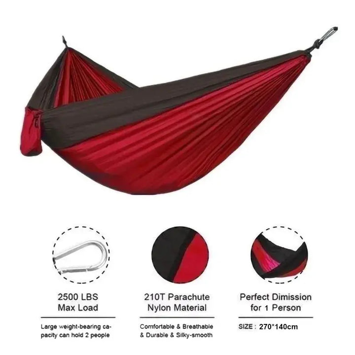 Mia – Portable Outdoor Camping Hammock with High-Strength Nylon, Supports Up to 300Kg, Size 270x140cm 4