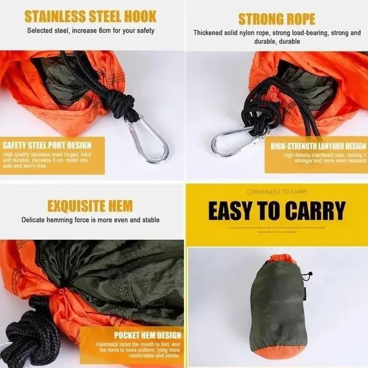 Mia – Portable Outdoor Camping Hammock with High-Strength Nylon, Supports Up to 300Kg, Size 270x140cm 5