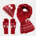 Cozy Christmas Hat, Scarf, and Gloves Set – Festive Reindeer Design for Holiday Outings 1