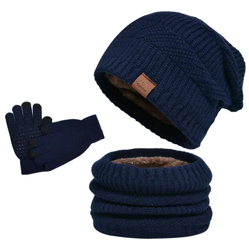Caden - Cozy Men's Winter Plush 3-Piece Set With Hat, Scarf, And Gloves For Casual Outings And Outdoor Activities 4