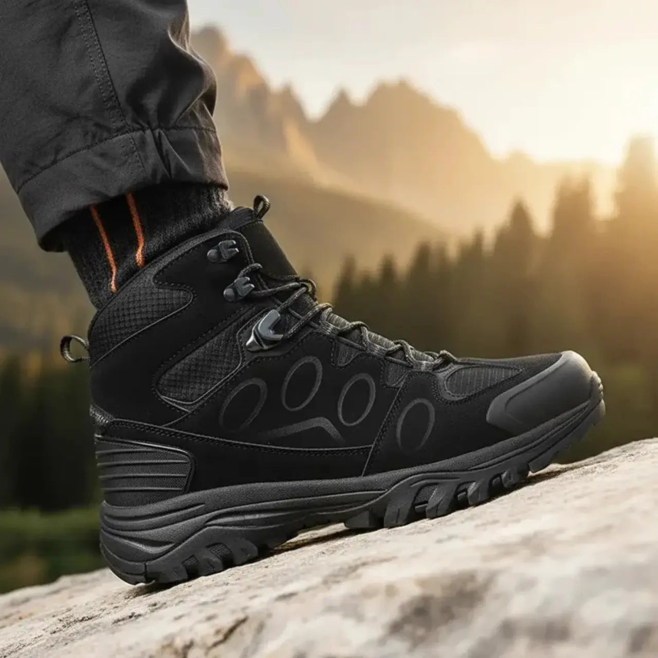 MunaWear - Hiking Boots - Fynix – High-Top Men's Hiking Boots With Non-Slip Design For Winter Adventures - Black / 45