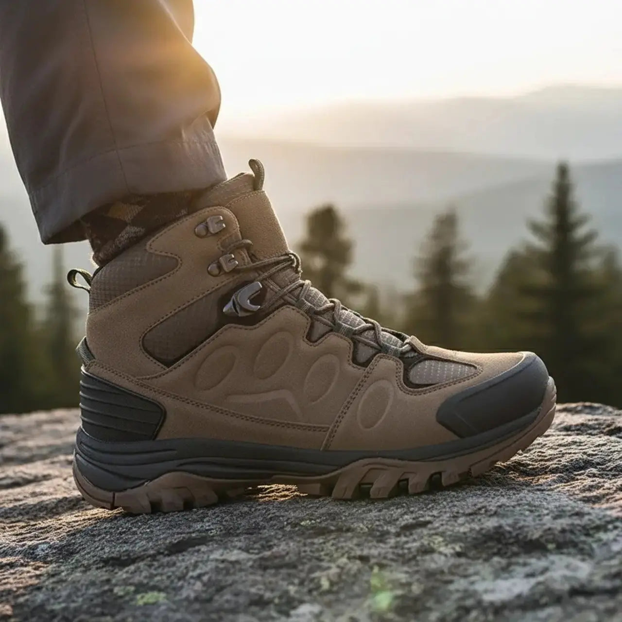 MunaWear - Hiking Boots - Fynix – High-Top Men's Hiking Boots With Non-Slip Design For Winter Adventures - Brown / 45