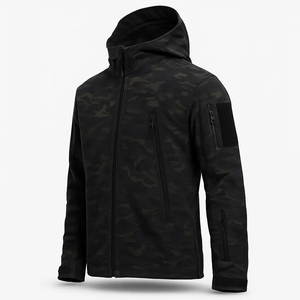 Tevera – Waterproof Tactical Outdoor Hiking Jacket with Adjustable Fit & Breathable Comfort- Black Camo