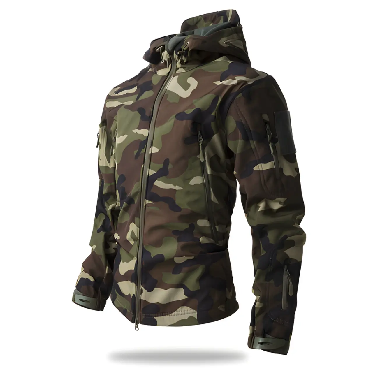 MunaWear - Hiking Jackets - Tevera – Waterproof Tactical Outdoor Hiking Jacket with Adjustable Fit & Breathable Comfort - Green/Camo / 4XL