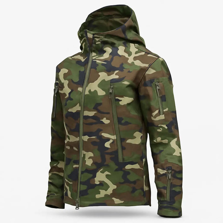 Tevera– Waterproof Tactical Outdoor Hiking Jacket with Adjustable Fit & Breathable Comfort- Green Camo