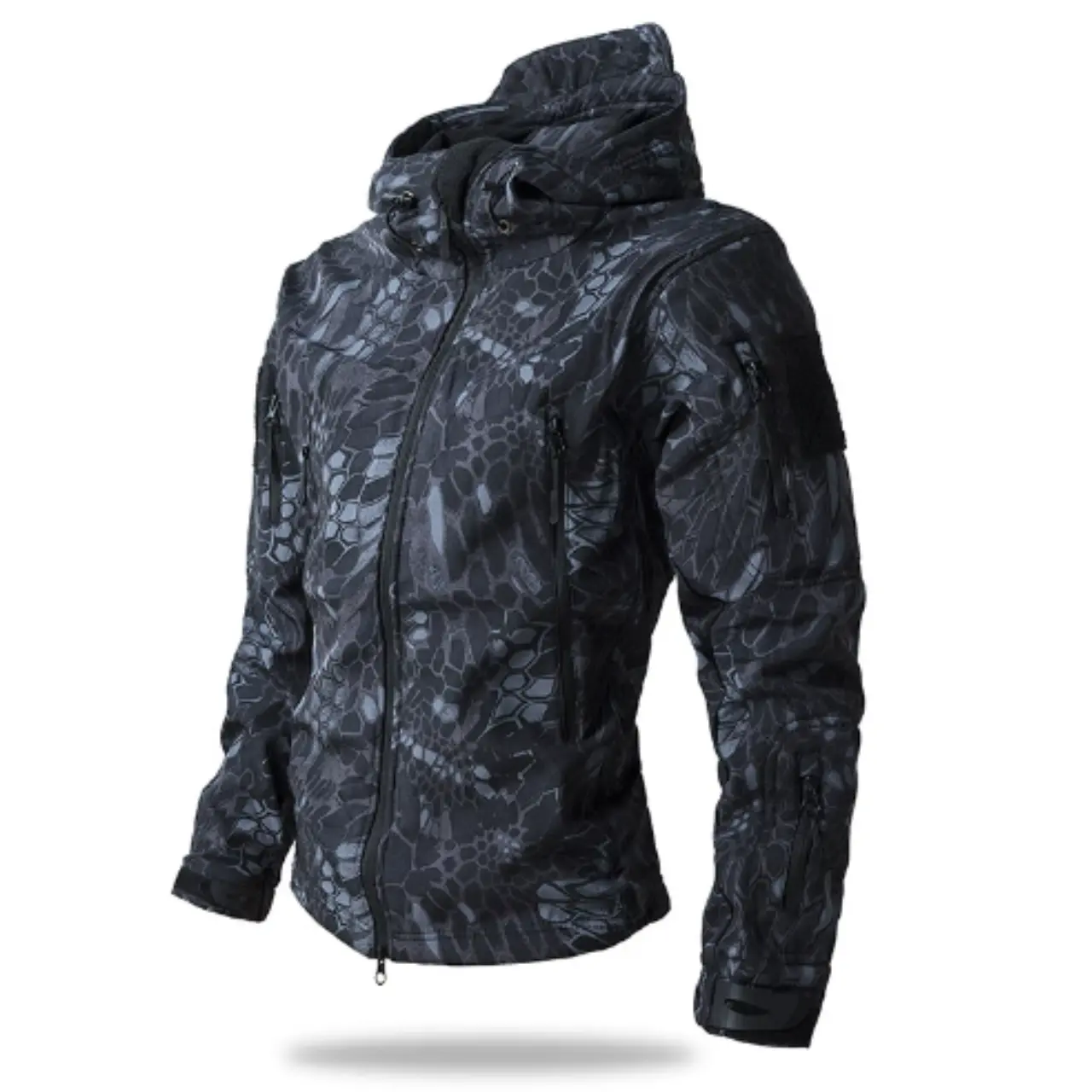 MunaWear - Hiking Jackets - Tevera – Waterproof Tactical Outdoor Hiking Jacket with Adjustable Fit & Breathable Comfort - Snake Black / 4XL