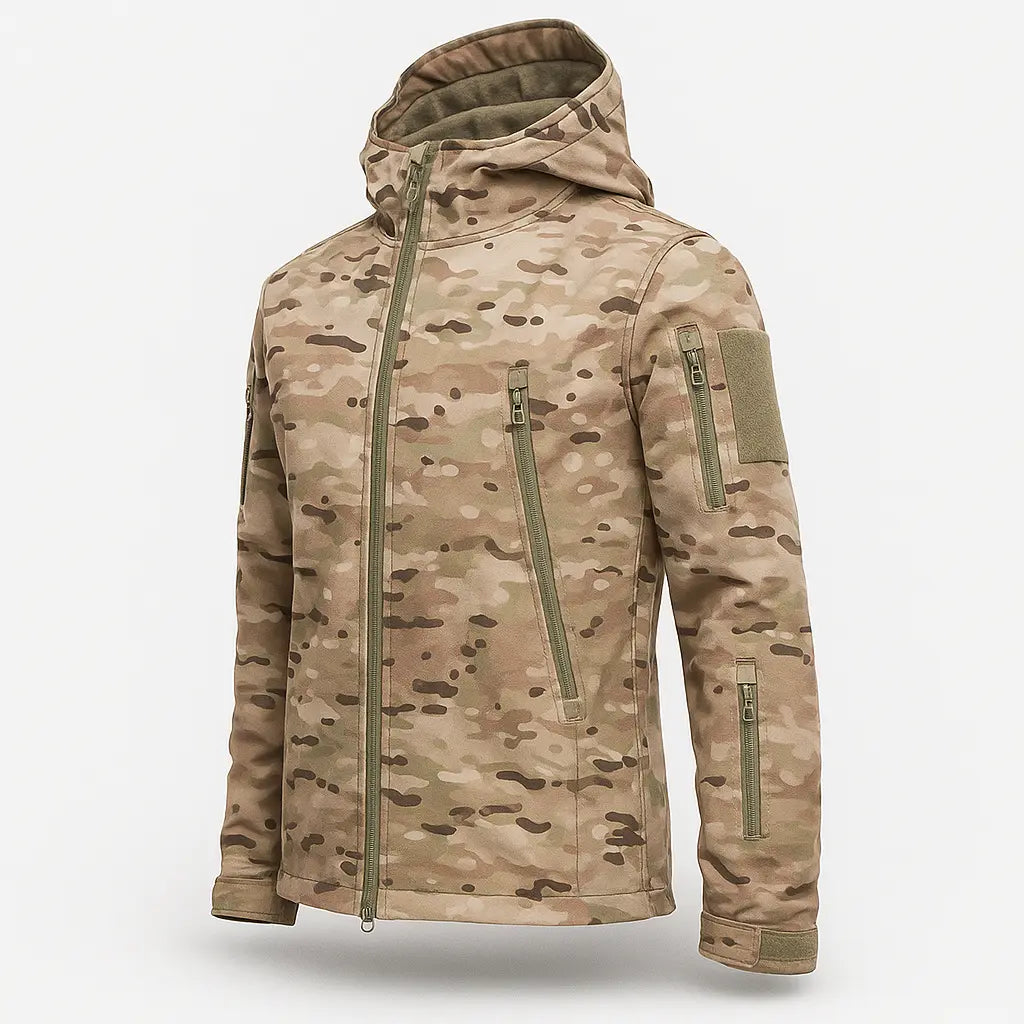 Tevera – Waterproof Tactical Outdoor Hiking Jacket with Adjustable Fit & Breathable Comfort- White Camo