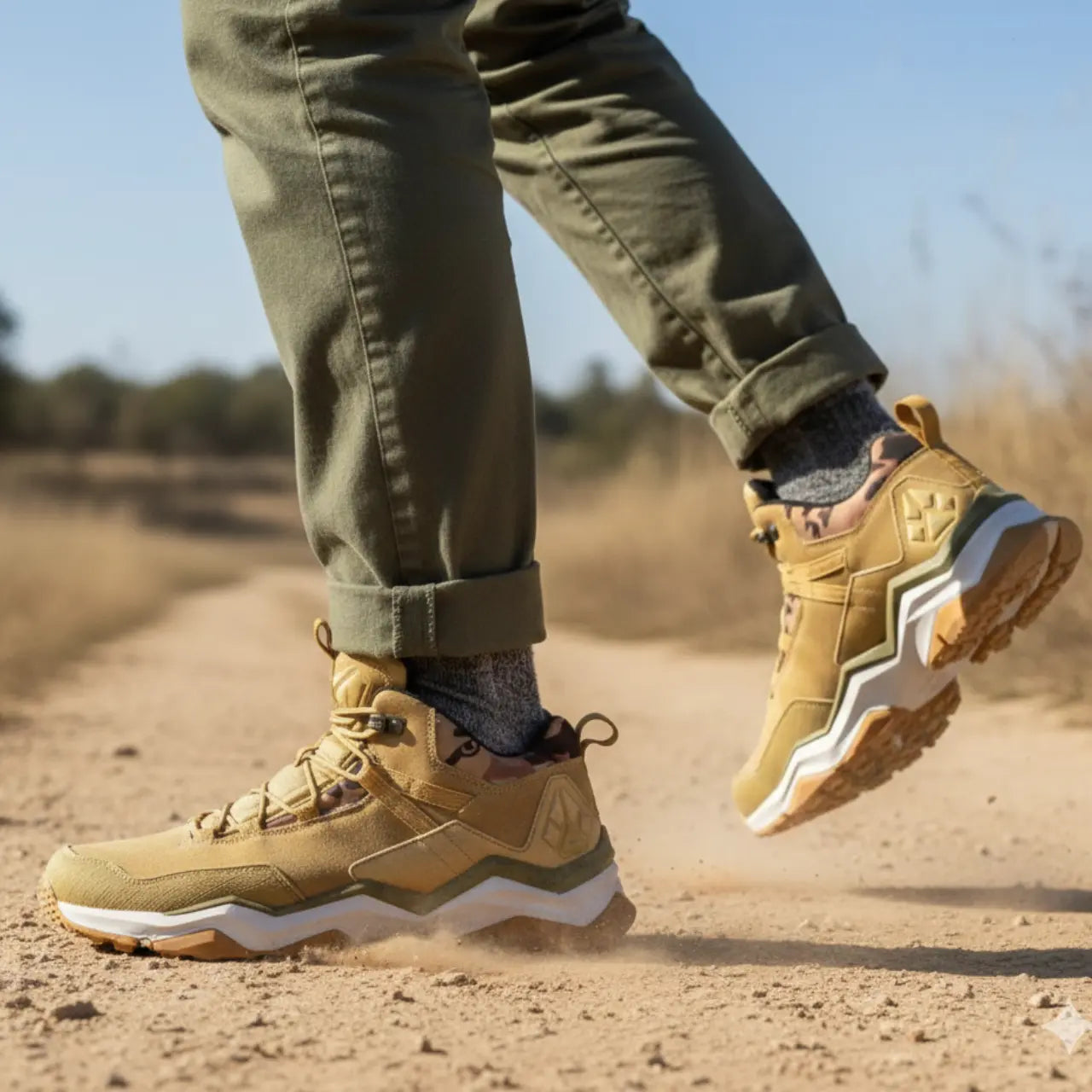 MunaWear - Hiking Shoes - Ashtrail – Lightweight Men's Hiking Shoes With Waterproof Design For Outdoor Adventures - Khaki