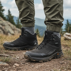 MunaWear - Hiking Shoes - Belvoir – Waterproof Men's Hiking Sneakers With Tactical Style For Mountain Trekking - Black (H-Cut+L-Up) / 10.5