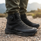 MunaWear - Hiking Shoes - Belvoir – Waterproof Men's Hiking Sneakers With Tactical Style For Mountain Trekking - Black (H-Cut+Spin-B) / 10.5