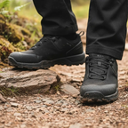 MunaWear - Hiking Shoes - Belvoir – Waterproof Men's Hiking Sneakers With Tactical Style For Mountain Trekking - Black (L-Cut+L-Up) / 10.5