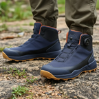 MunaWear - Hiking Shoes - Belvoir – Waterproof Men's Hiking Sneakers With Tactical Style For Mountain Trekking - Navy Blue (H-Cut+Spin-B) / 10.5