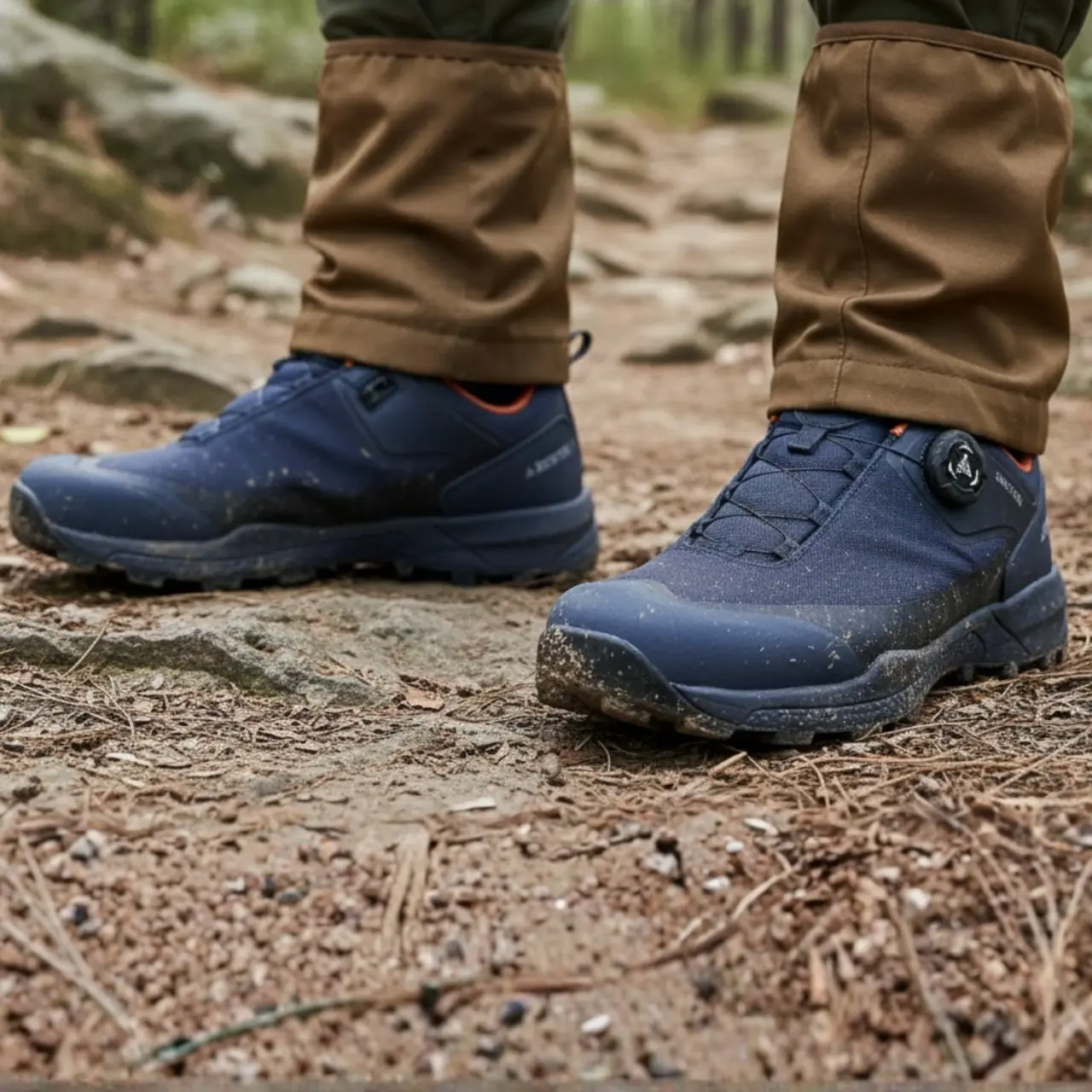 MunaWear - Hiking Shoes - Belvoir – Waterproof Men's Hiking Sneakers With Tactical Style For Mountain Trekking - Navy Blue (L-Cut+Spin-B) / 10.5