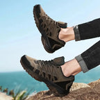MunaWear - Hiking Shoes - Caswick – Breathable Men's Hiking Shoes with Cushioning for Outdoor Adventures - Khaki / 45