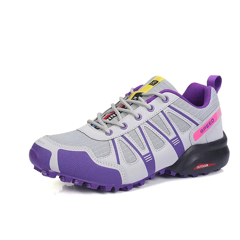 Dynari– Waterproof Hiking Shoes for Men with Durable Traction, Lace-Up Design- Gray/Purple