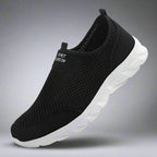 MunaWear  Hiking Shoes  Ethan – Breathable Lightweight Mesh Slip-On Men's Trainers for Summer Hiking and Casual Wear  Black-white-42-26.0CM