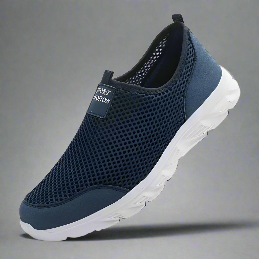 MunaWear  Hiking Shoes  Ethan – Breathable Lightweight Mesh Slip-On Men's Trainers for Summer Hiking and Casual Wear  Blue-46-28.7CM