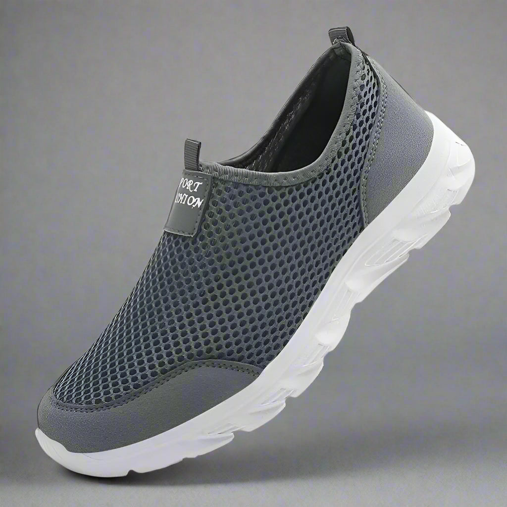 MunaWear  Hiking Shoes  Ethan – Breathable Lightweight Mesh Slip-On Men's Trainers for Summer Hiking and Casual Wear  Gray-45-28.0CM