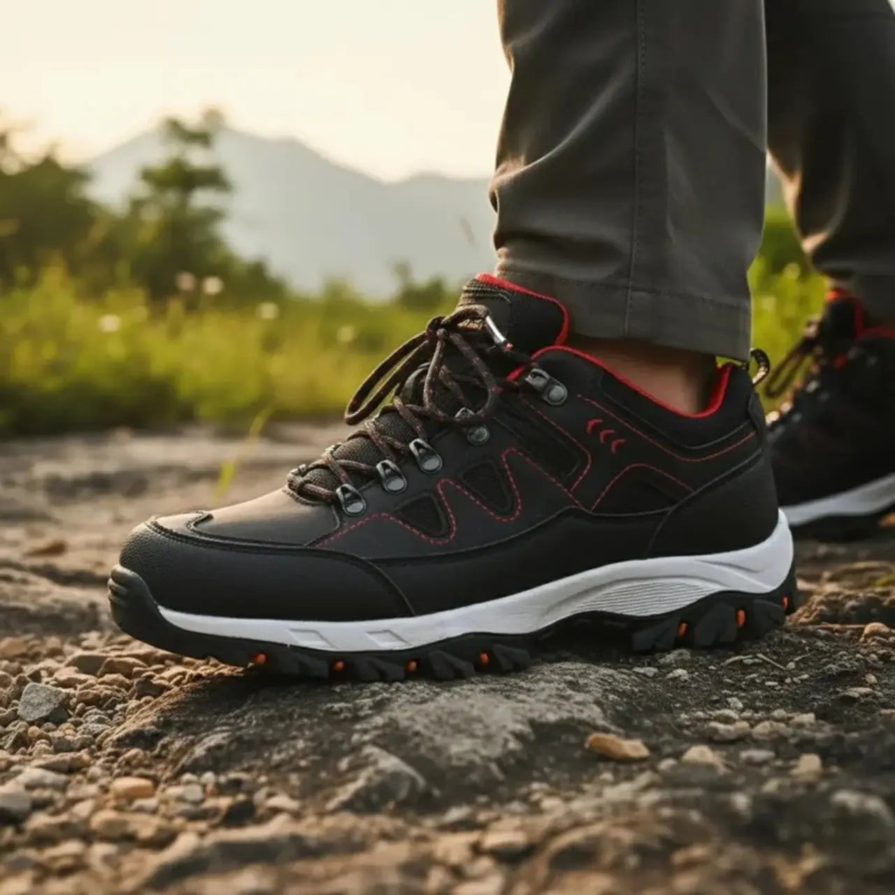 MunaWear - Hiking Shoes - Harker – Waterproof Men's Hiking Boots With Wear-Resistant Leather For Outdoor Adventures - Black / 48