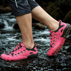 MunaWear - Hiking Shoes - Kyne – Breathable Men's Hiking Sneakers with Big Sizes for Outdoor Adventures - Dark Pink / 47