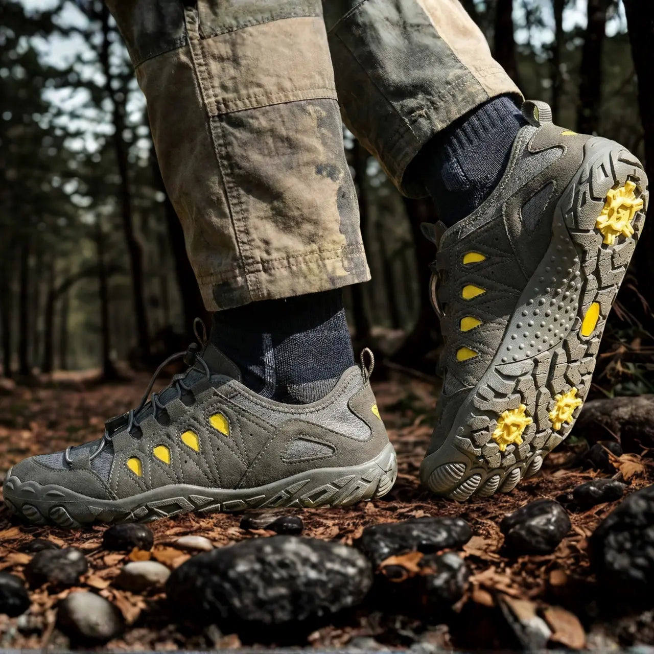 MunaWear - Hiking Shoes - Kyne – Breathable Men's Hiking Sneakers with Big Sizes for Outdoor Adventures - Gray / 47