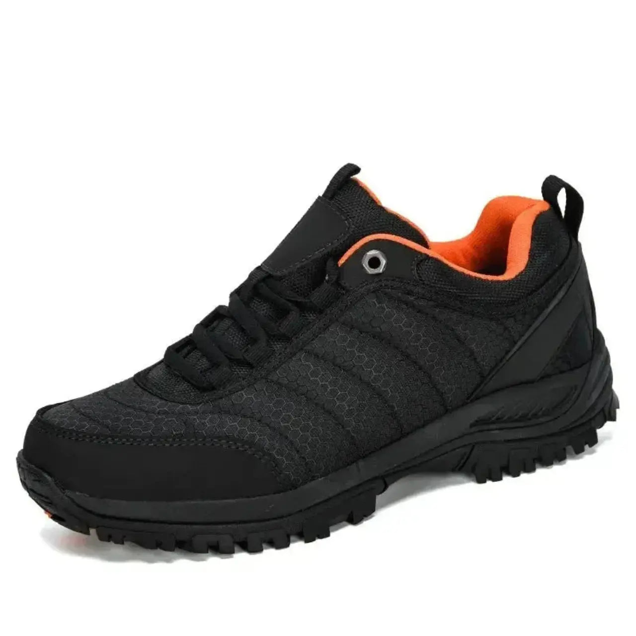 MunaWear - Hiking Shoes - Lennox – Comfortable Men's Hiking Shoes With Breathable Design For Outdoor Adventures - Black/Orange