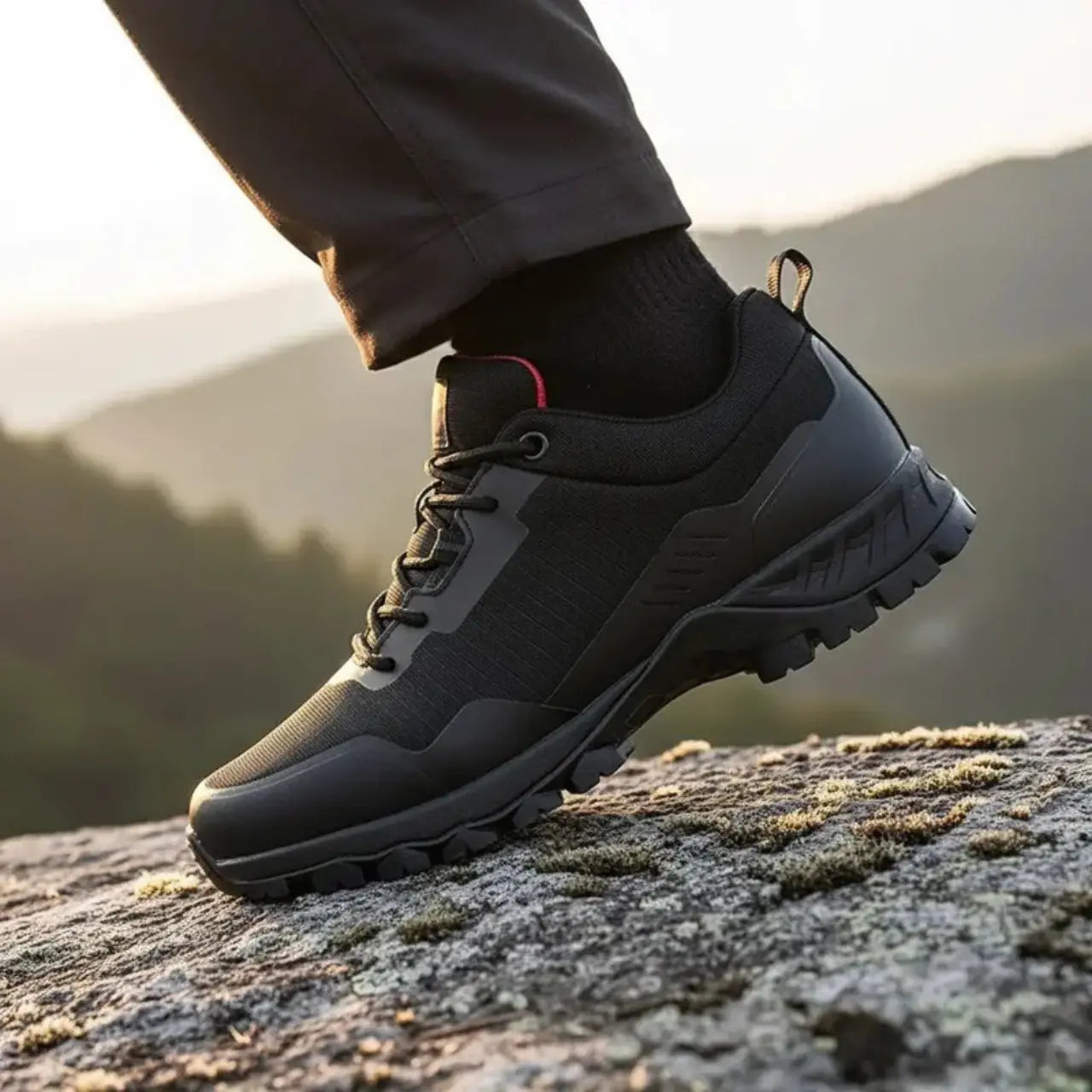 MunaWear - Hiking Shoes - Nexar – Waterproof Men's Hiking Shoes with Anti-Skid Design for Outdoor Adventures - Black / 46