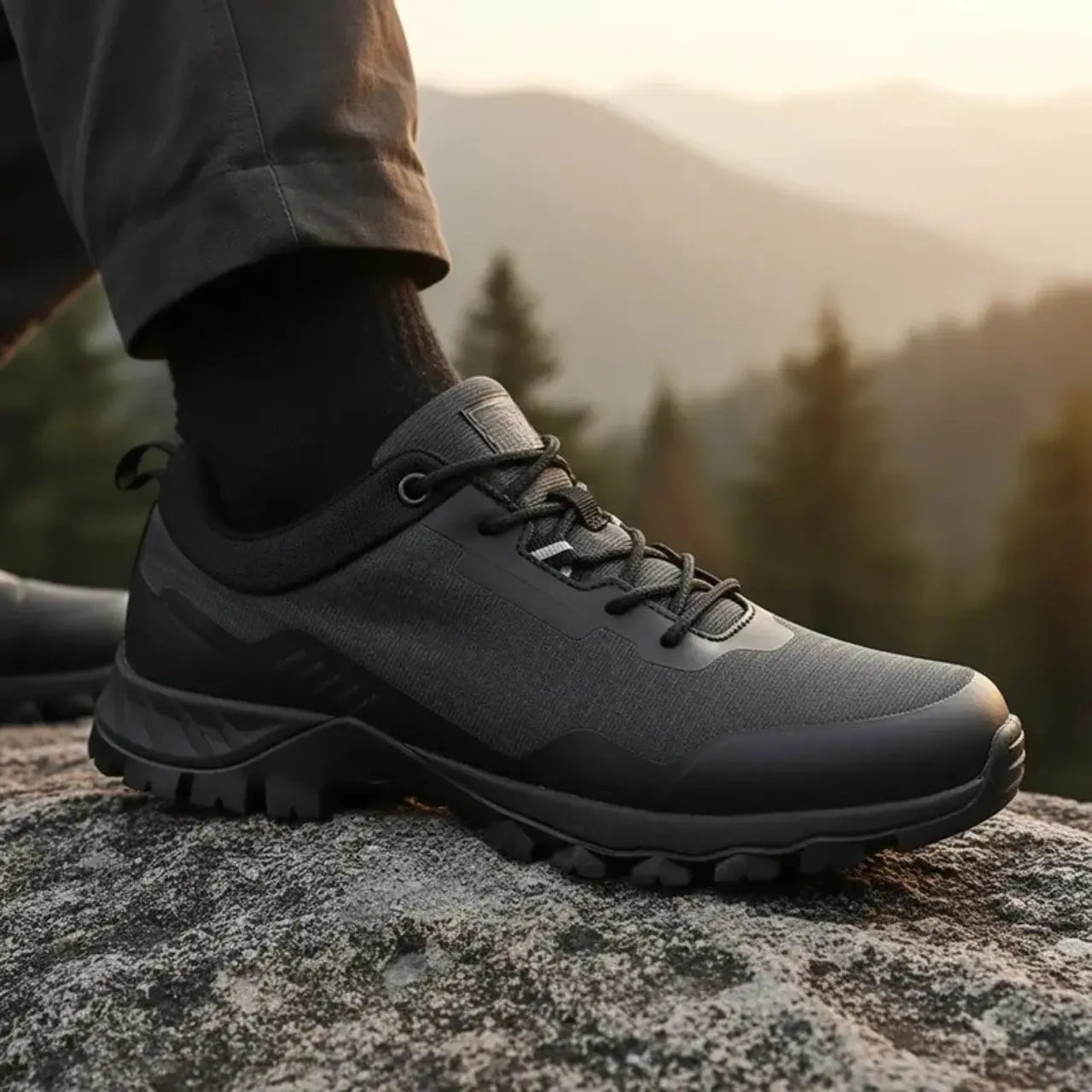 MunaWear - Hiking Shoes - Nexar – Waterproof Men's Hiking Shoes with Anti-Skid Design for Outdoor Adventures - Gray / 46