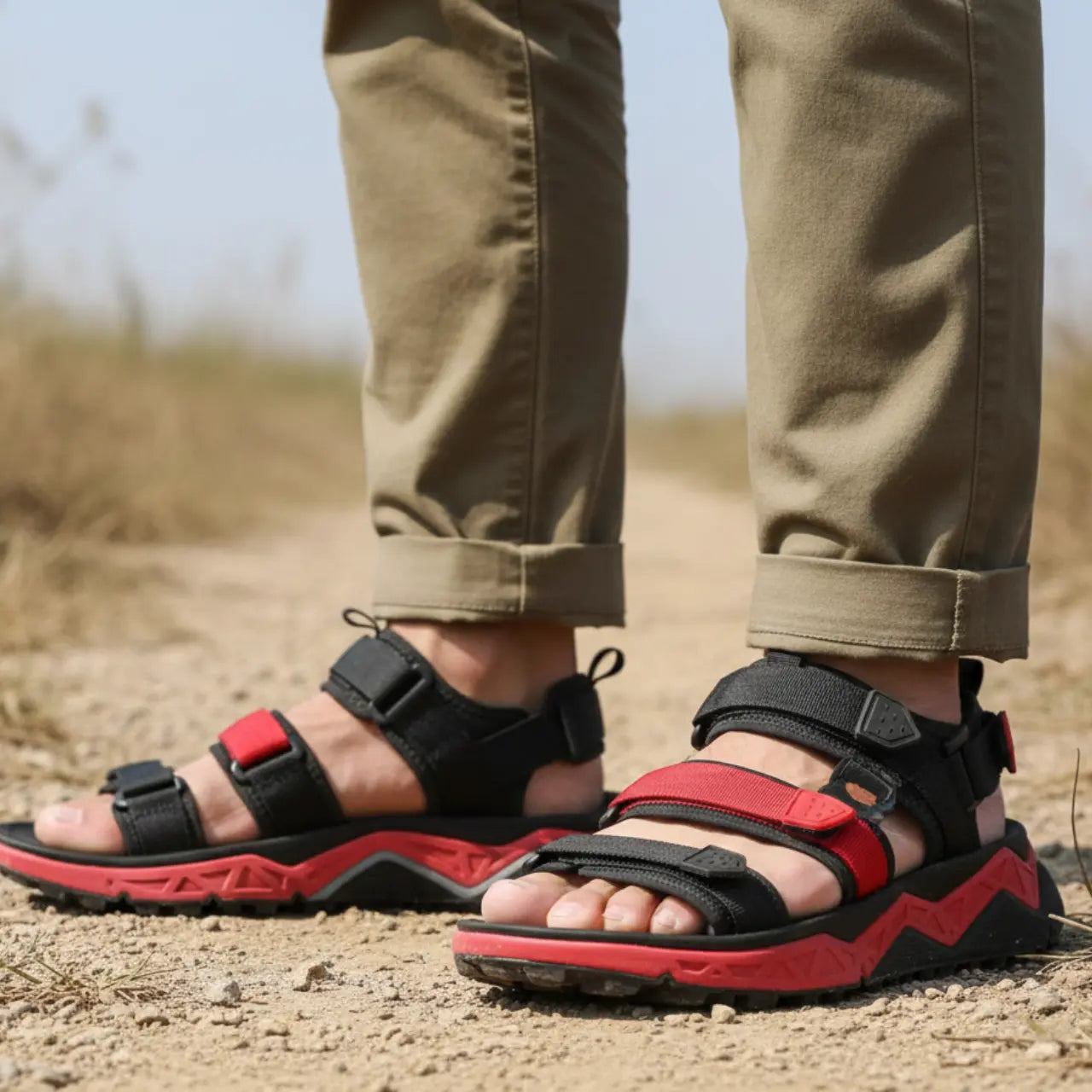 Nexium - Breathable Men's Hiking Shoes With Quick Drying Design For Outdoor Adventures- Black/Red