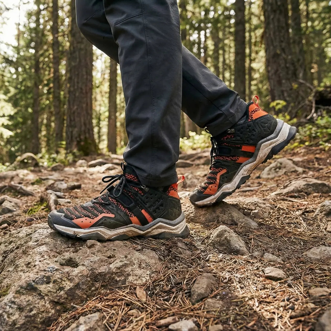 MunaWear - Hiking Shoes - Norvyn – Lightweight Men's Hiking Boots With Breathable Design For Outdoor Adventures - Orange