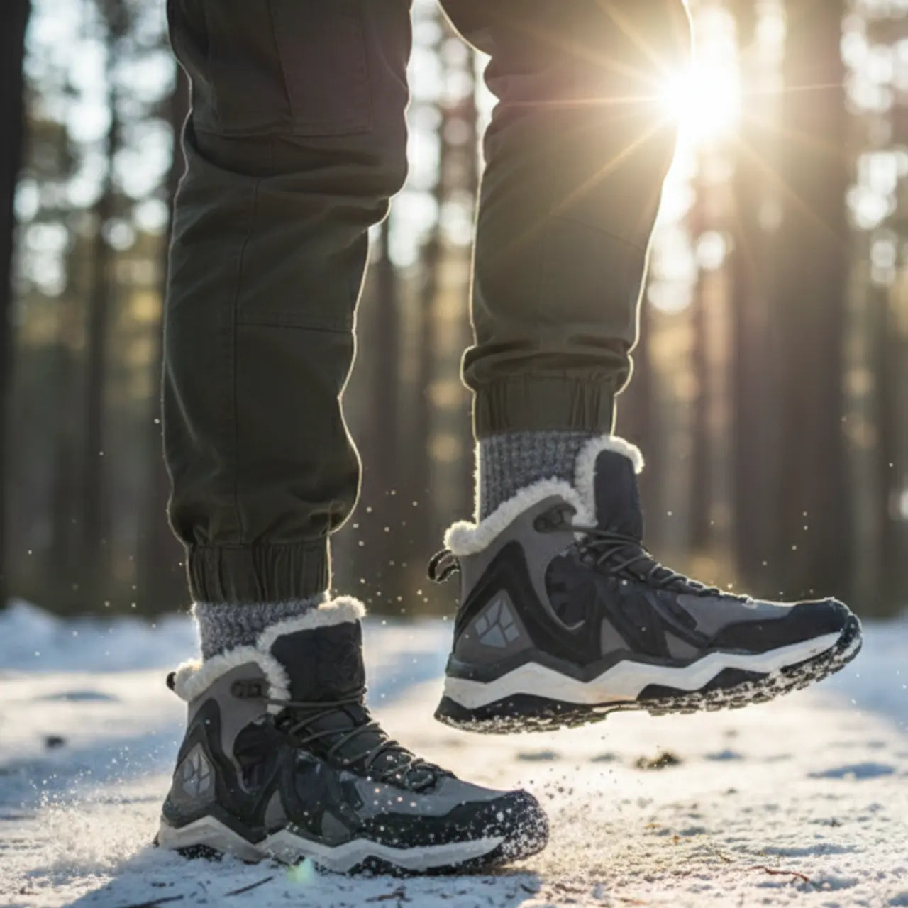 MunaWear - Hiking Shoes - Rowen – Waterproof Men's Hiking Boots with Plush Lining for Winter Adventures - 