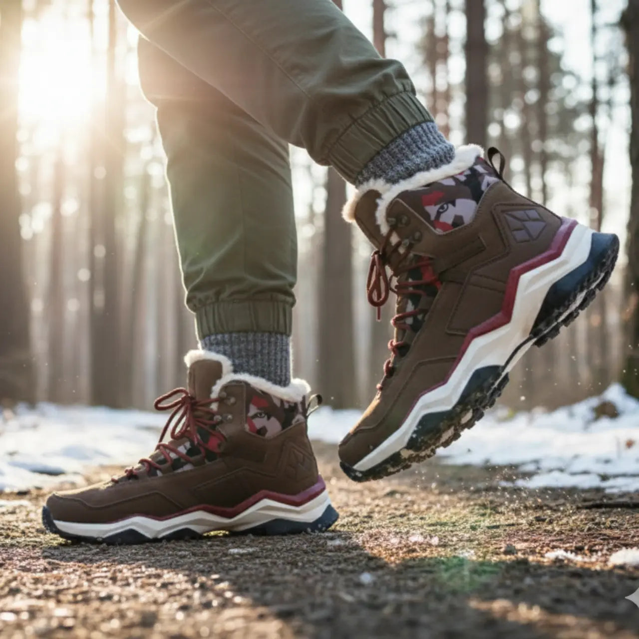 MunaWear - Hiking Shoes - Rowen – Waterproof Men's Hiking Boots with Plush Lining for Winter Adventures - 