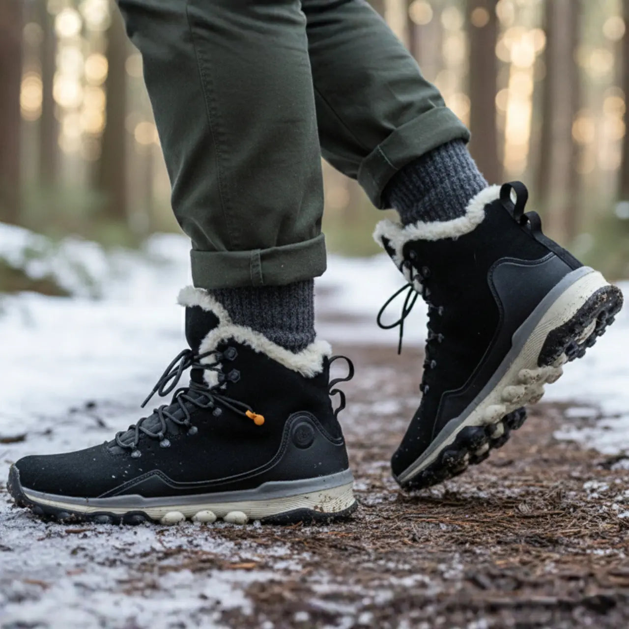 MunaWear - Hiking Shoes - Rowen – Waterproof Men's Hiking Boots with Plush Lining for Winter Adventures - 