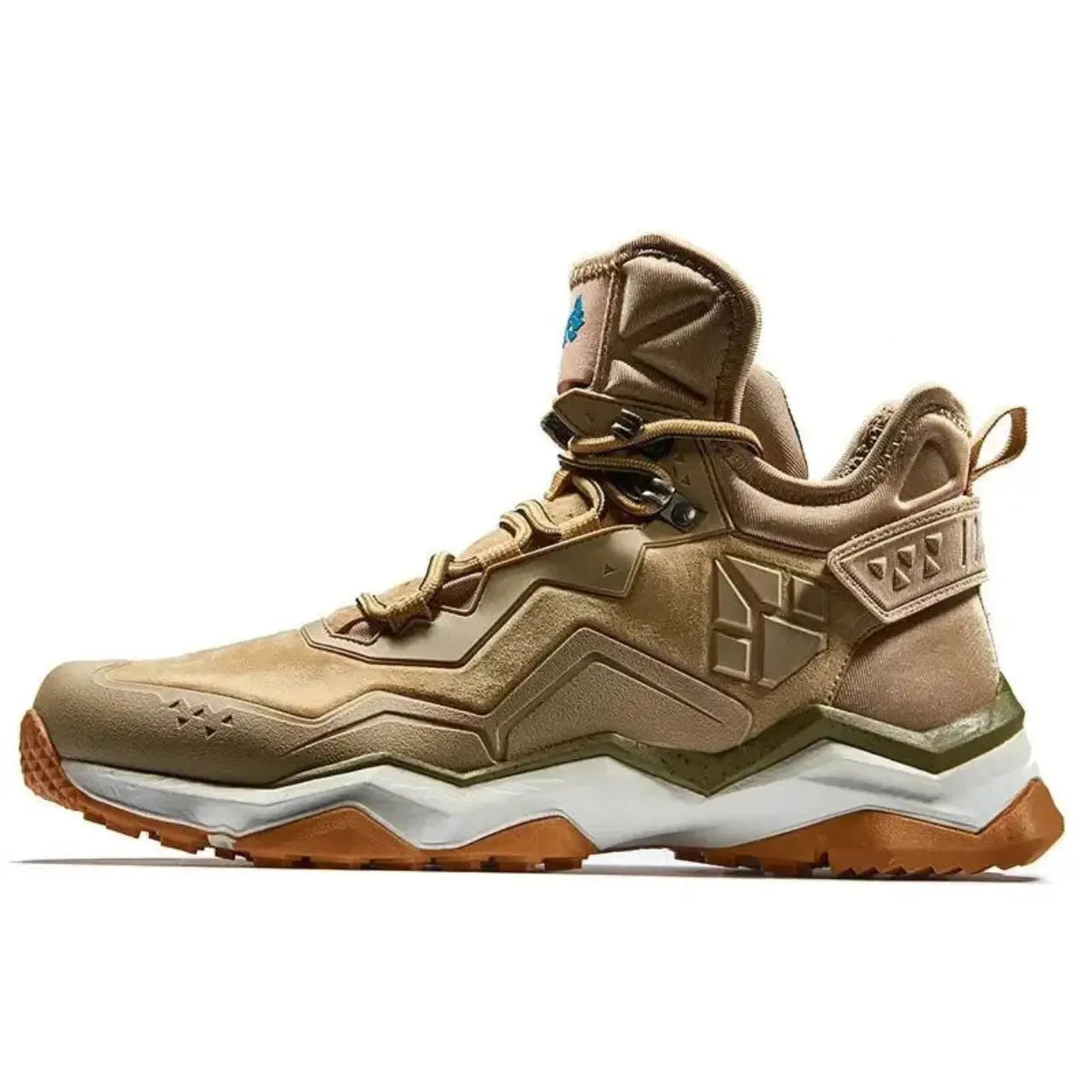 MunaWear - Hiking Shoes - Vare – Mid-Top Waterproof Hiking Shoes With Leather Design For Outdoor Adventures - Khaki