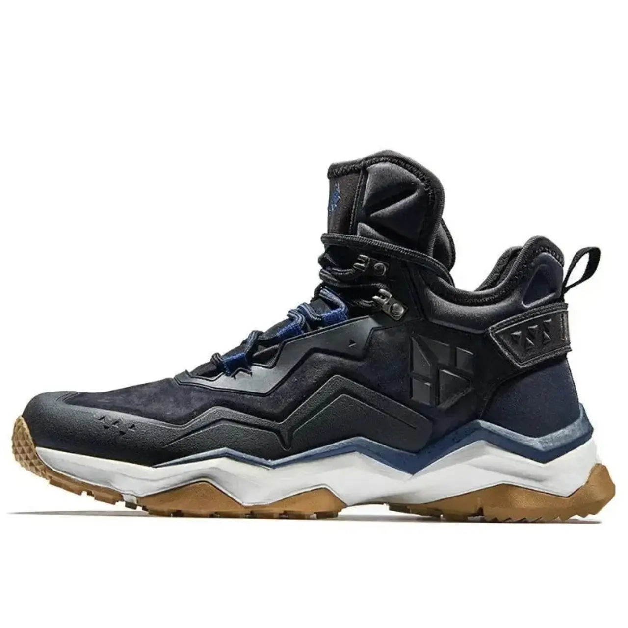 MunaWear - Hiking Shoes - Vare – Mid-Top Waterproof Hiking Shoes With Leather Design For Outdoor Adventures - Blue