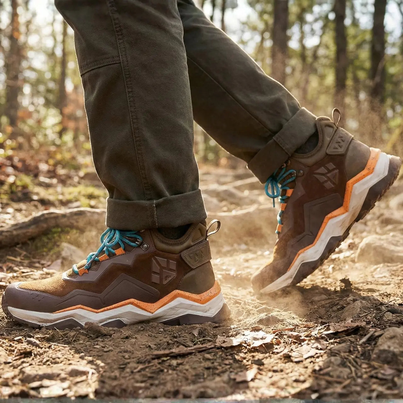 MunaWear - Hiking Shoes - Vare – Mid-Top Waterproof Hiking Shoes With Leather Design For Outdoor Adventures - Brown