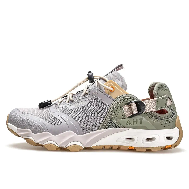 Velin – Best Lightweight Hiking Shoes for Women, Comfortable & Water-Resistant, Ideal for Trekking- Gray/Green