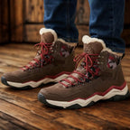 MunaWear - Hiking Shoes - Velion – Mid-Top Waterproof Hiking Shoes with Leather Design for Outdoor Adventures - Brown Lined / 47