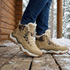 MunaWear - Hiking Shoes - Velion – Mid-Top Waterproof Hiking Shoes with Leather Design for Outdoor Adventures - Khaki Lined / 47