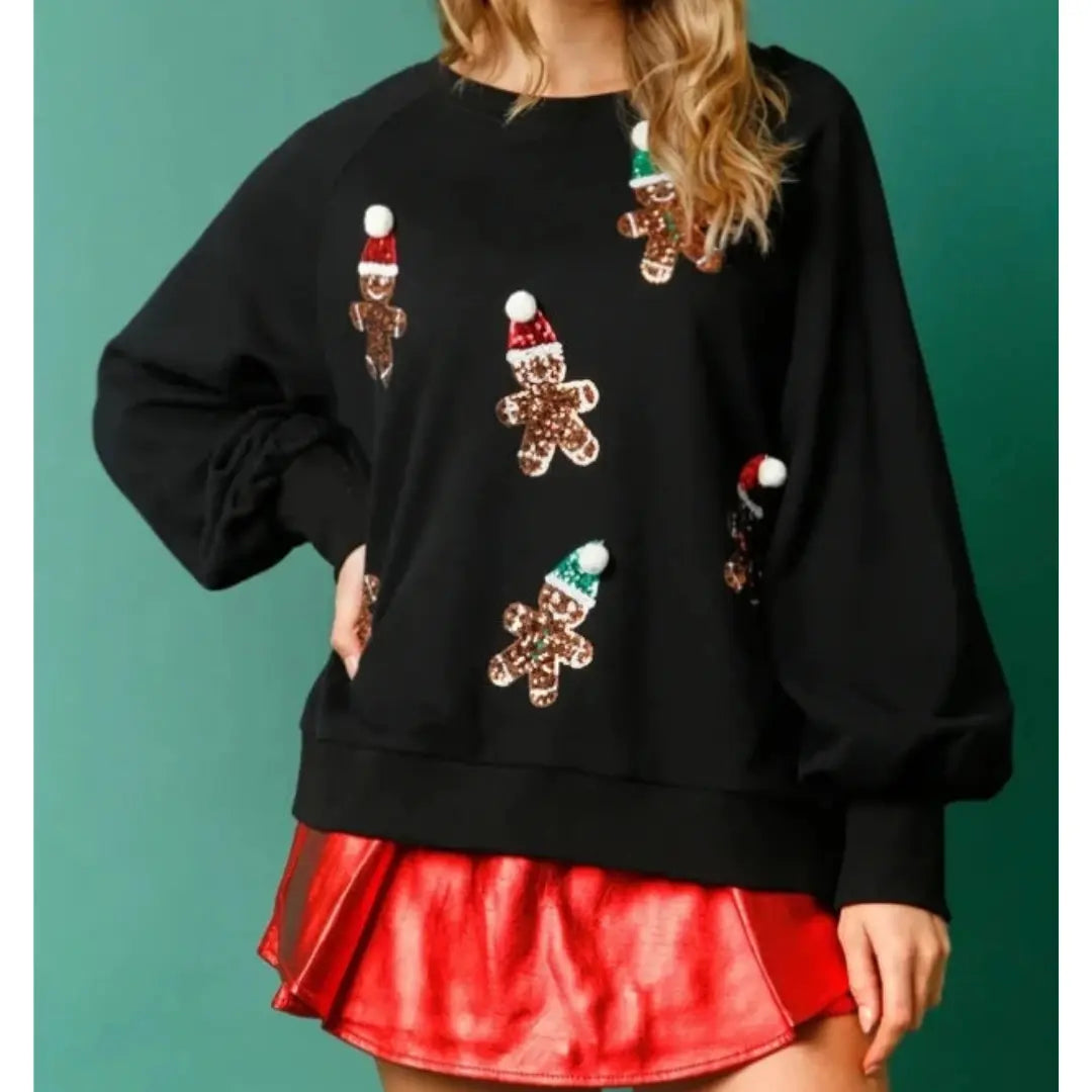 Playful Women's Christmas Sweater With Sequins and Pom-Poms – Perfect for Festive Celebrations 2