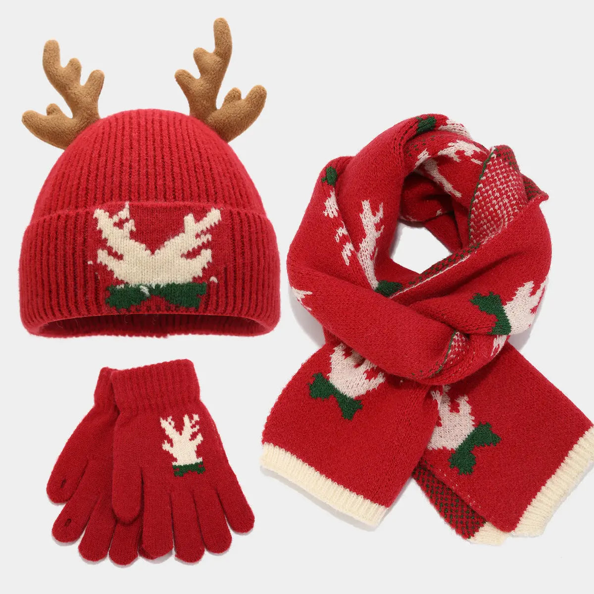 Festive Winter Hat Set With Reindeer Antlers – Perfect for Holiday Gatherings 8