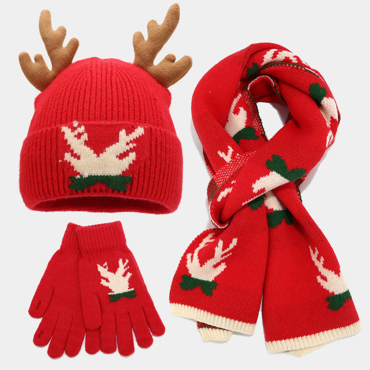Festive Winter Hat Set With Reindeer Antlers – Perfect for Holiday Gatherings 1