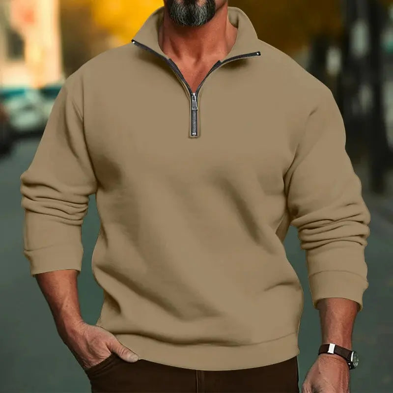 Caden - Casual Men's Hoodie With Half Zip Design For Autumn And Winter Wear 8