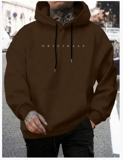 MunaWear - Hoodies - Caden - Modern Men's Hoodie With Embroidered Logo For Casual Wear And Street Style - Brown / 5XL