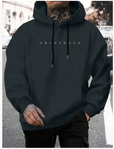 MunaWear - Hoodies - Caden - Modern Men's Hoodie With Embroidered Logo For Casual Wear And Street Style - Dark Gray / 5XL