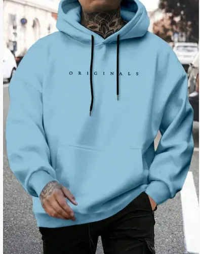 MunaWear - Hoodies - Caden - Modern Men's Hoodie With Embroidered Logo For Casual Wear And Street Style - Light Blue / 5XL