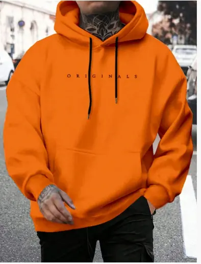MunaWear - Hoodies - Caden - Modern Men's Hoodie With Embroidered Logo For Casual Wear And Street Style - Orange / 5XL