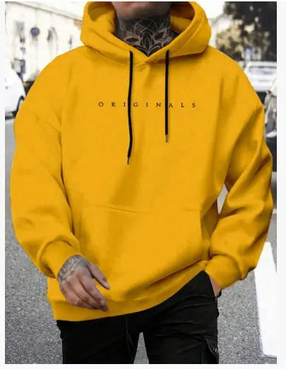 MunaWear - Hoodies - Caden - Modern Men's Hoodie With Embroidered Logo For Casual Wear And Street Style - Yellow / 5XL