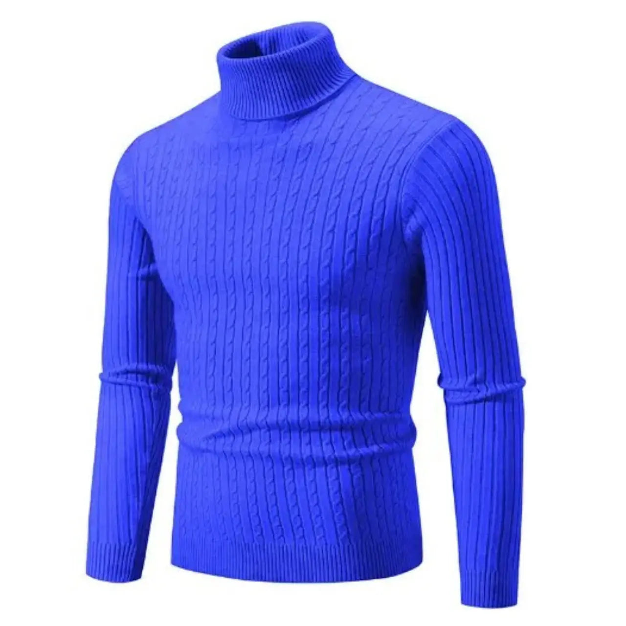 MunaWear - Hoodies & Sweatshirts - Ash – Men's Turtleneck Cashmere Sweater for Warmth & Style, Perfect Winter Essential - Blue